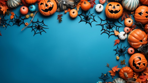Marco de Halloween con decoraciones de fiesta.