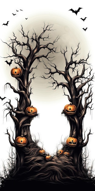 marco de halloween marco de madera ilustración de hall oween Ai generado de alta resolución Ilustración de Hall oween en fondo blanco