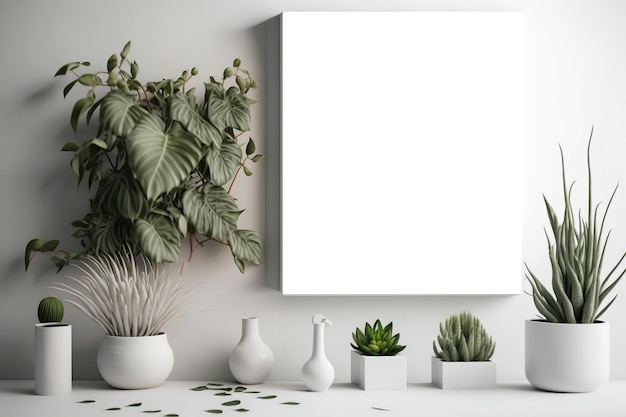 Un marco de imagen en blanco con plantas en él