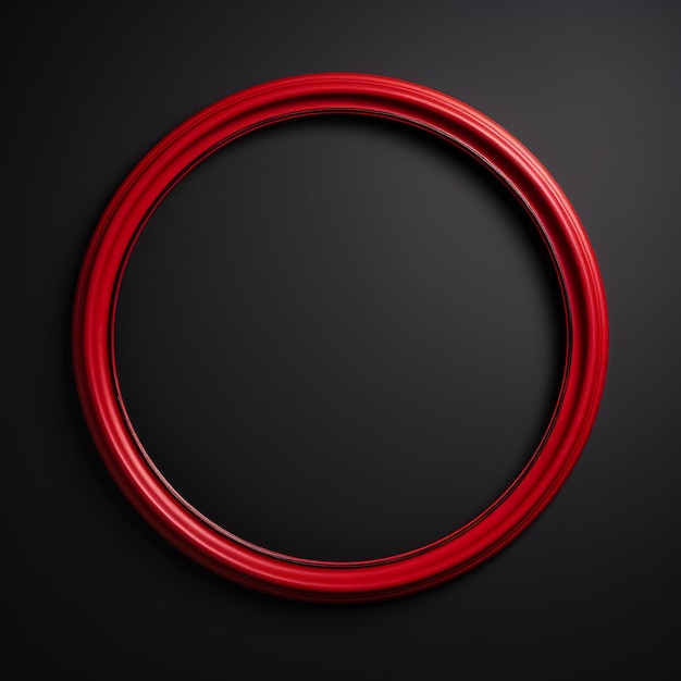 Foto marco de imagen redondo minimalista rojo anillo minimalista con textura realista ilustración digital cuadrada círculo vacío generado por ai sobre fondo negro