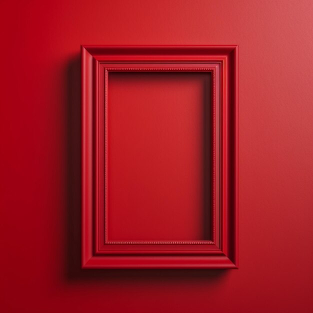 Un marco de imagen rojo en una pared con la palabra arte.