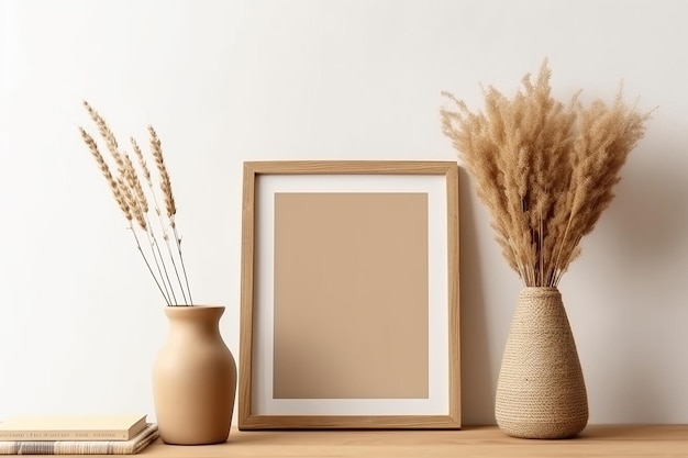 Un marco con una imagen de trigo y un marco.