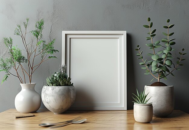 un marco de imágenes con plantas en él y una imagen de una planta en la pared