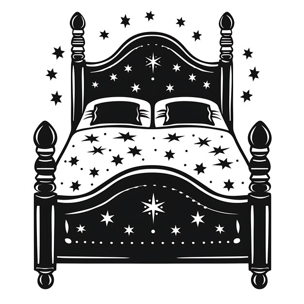 Marco de Inn Arte CNC con diseño de cama y símbolos de estrellas para la decoración Tatuaje de contorno de corte de CNC