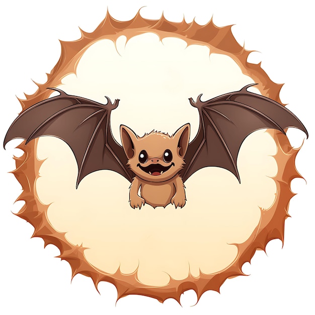 Marco de lindo murciélago marrón en forma de un arte de diseño creativo plano 2D entrañable para niños