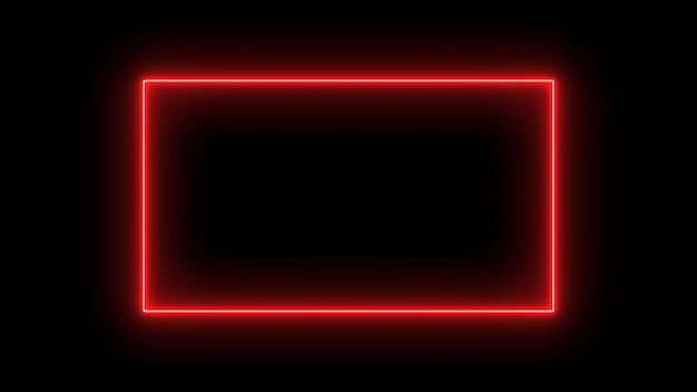 Marco de línea brillante de neón rojo en movimiento proyección de caja de luz LED 3D con telón de fondo ciberespacial futurista Caja de línea de neón