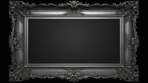 Foto marco de lujo vintage monocromo sobre fondo negro