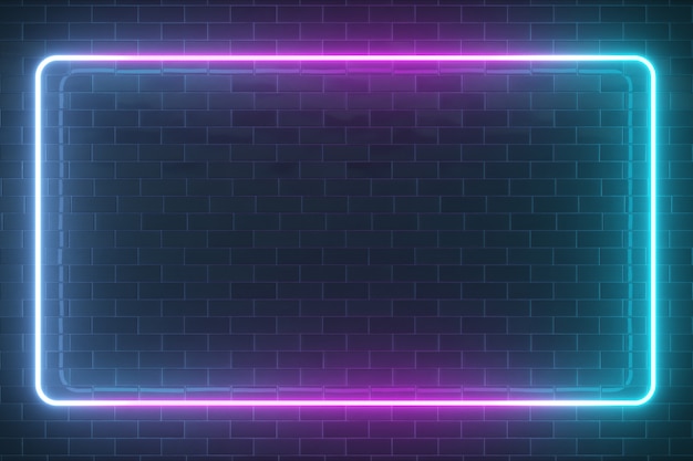 Marco luminoso rectangular de neón brillante