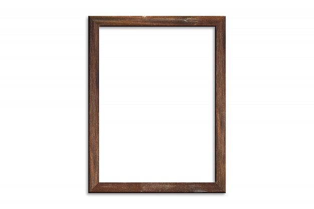 Foto marco de madera aislado sobre fondo blanco con trazado de recorte. visualización de la imagen