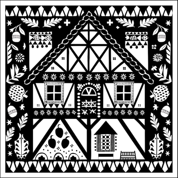 Foto marco de madera casa enmarcada arte cnc con patrones geométricos y tatuaje de contorno de corte de matriz aco cnc