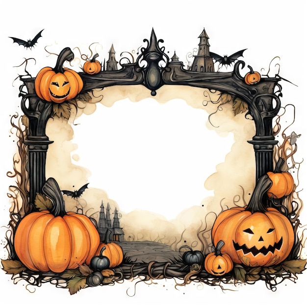 Marco de madera de halloween libre para el texto halloween retro halloween tablero Ai generado ilustración de Halloween de alta resolución en fondo blanco