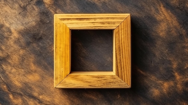 Un marco de madera sobre una mesa con la palabra arte.