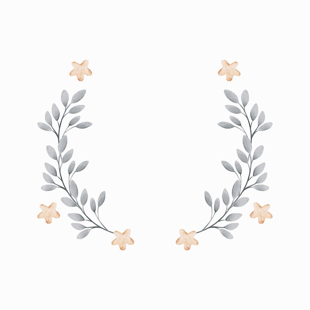 Marco mágico de acuarela con ramas y estrellas Ilustración para niños Plantilla para tarjetas carteles banner baby shower diseño de guardería Lugar para el texto