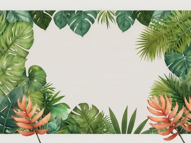 Marco de maqueta de la naturaleza marco floral de la jungla