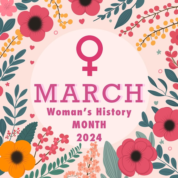 Março mês da história feminina Ilustração artística Ilustração de primavera nova 2024