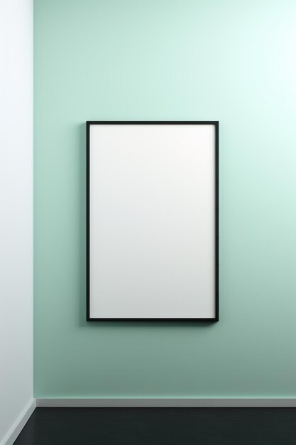 Foto un marco negro en blanco en una pared en el estilo de composiciones llenas de luz bryce 3d imágenes minimalistas planas llenas de luce luz menta escasa y simple ar 23 id de trabajo aa71a3d410714da48197fead1a70533a