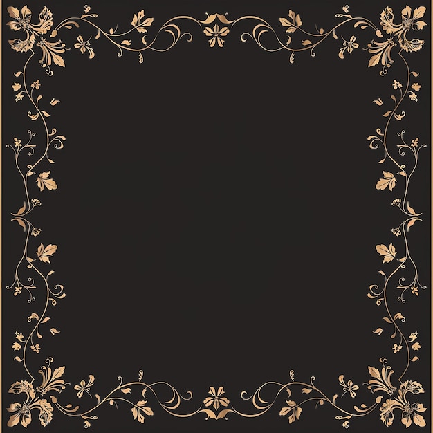 un marco negro y dorado con un diseño floral dorado