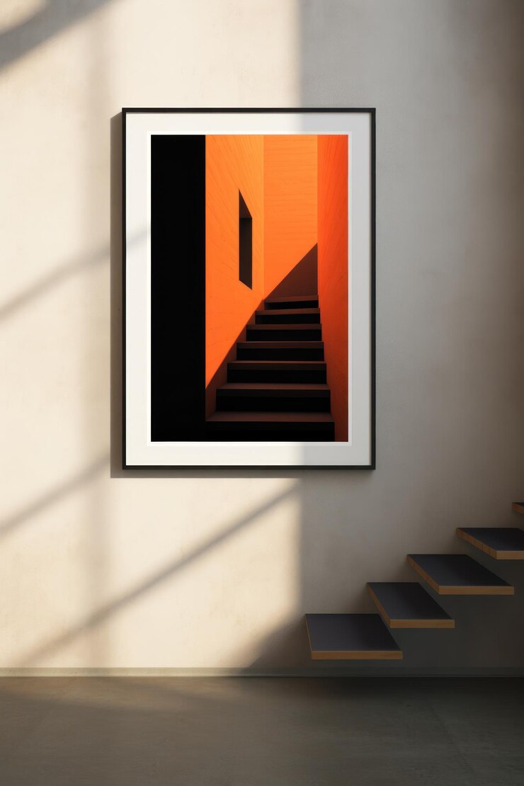 Foto un marco negro en una pared con una sombra en el estilo minimalista moderno 8k 3d blanco imágenes minimalistas iluminadas póster naranja ar 23 id de trabajo 47327c2dbb914258bd610c7fb508f8c8