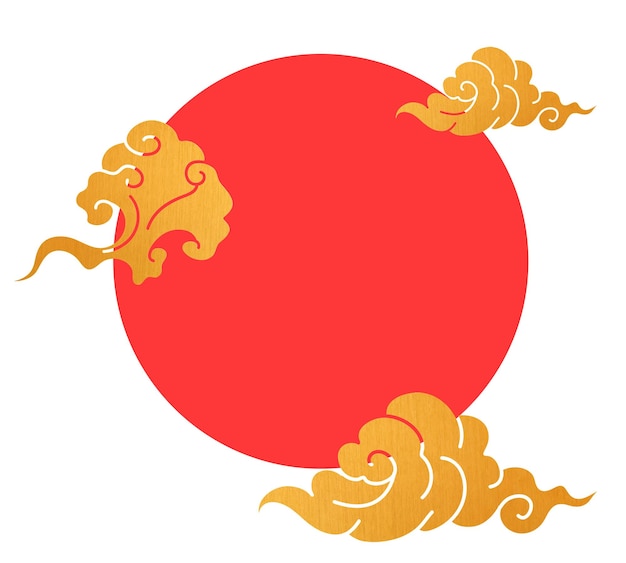 Marco oriental png nube china pegatina de ilustración roja