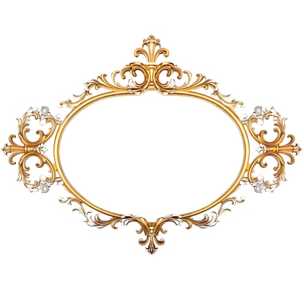 Marco ornamental decorativo antiguo elegante retro real lujo oro y blanco