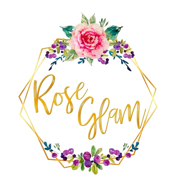 un marco de oro con una rosa en él que dice rosa en él