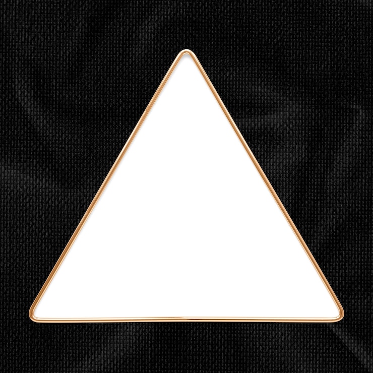 Foto marco de oro triangular en un elemento de diseño de fondo de textura negra