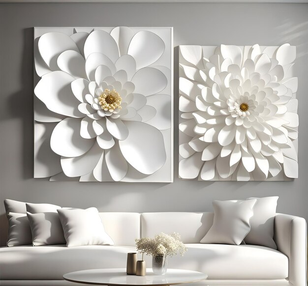 Marco de pared blanco floral