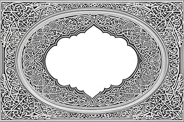 Marco de patrón árabe en colores blanco y negro Ilustración vectorial