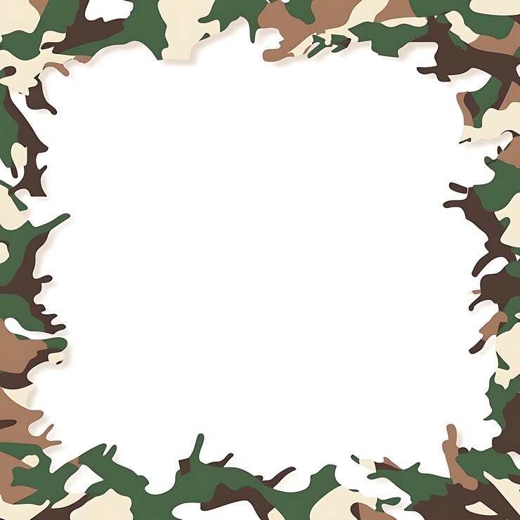 Un marco con patrón de camuflaje con un centro en blanco para la personalización
