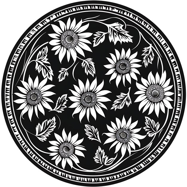 Marco de placa pintada arte CNC con girasoles y vides para la decoración tatuajes de contorno de corte de CNC