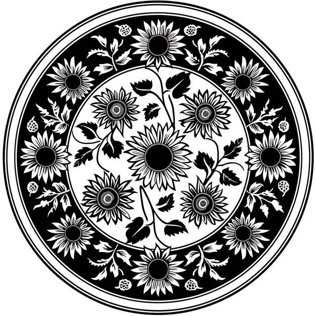 Marco de placa pintada arte CNC con girasoles y vides para la decoración tatuajes de contorno de corte de CNC