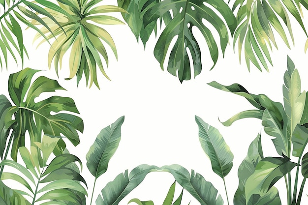 un marco de plantas tropicales con hojas tropicales y un lugar para el texto