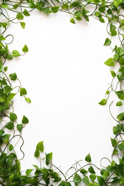 un marco de plantas verdes con un fondo blanco.
