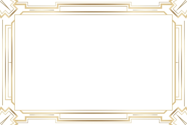 Marco Png de estilo art déco dorado sobre un fondo transparente