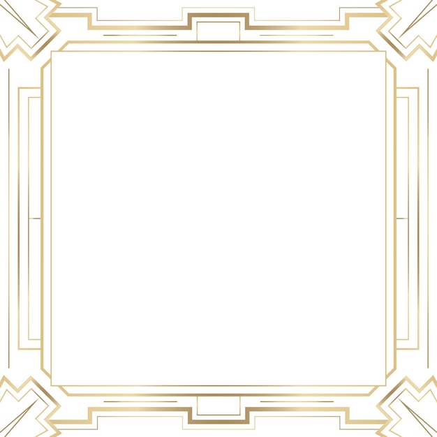 Marco Png de estilo art déco dorado sobre un fondo transparente