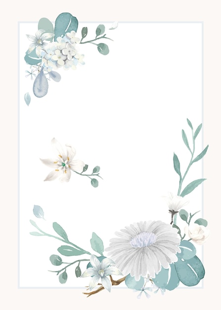 Marco png de flor azul con fondo transparente