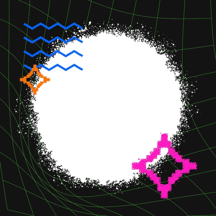 Foto marco png geométrico y funky de fondo de diseño futurista retro