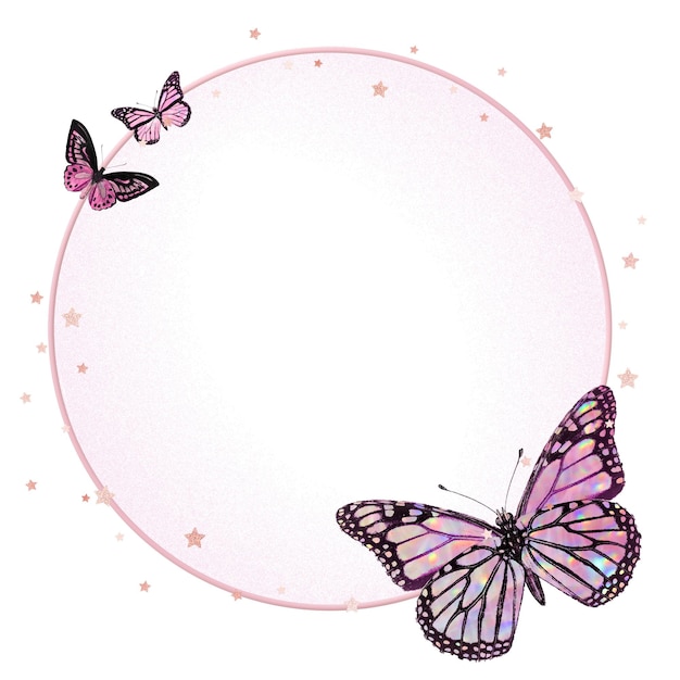 Marco en PNG con la mariposa monarca rosada