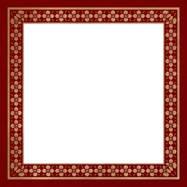 Marco png patrón sakura cuadrado dorado en el tema del Año Nuevo chino
