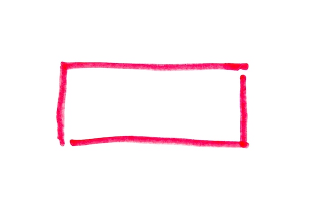 Marco rectangular dibujado con marcador rojo en la ruta de recorte de fondo blanco