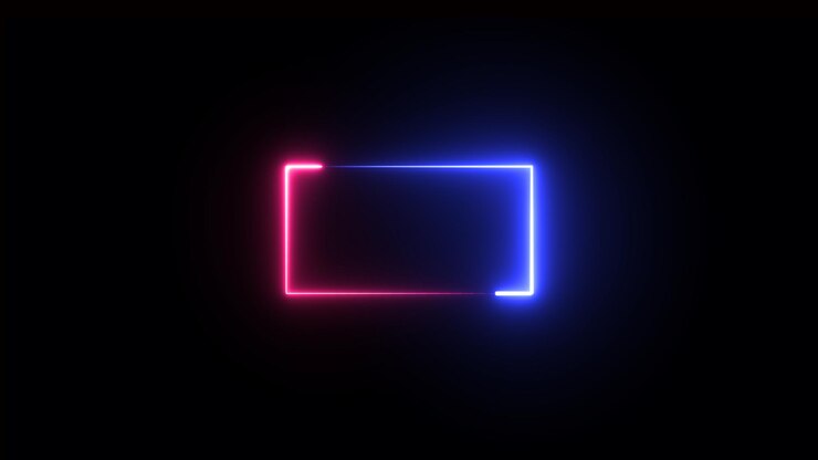 Marco rectangular iluminado con luz de neón brillante