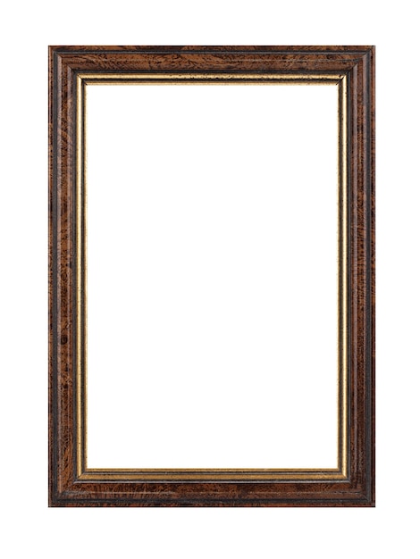 marco rectangular de madera para pintar y fotografiar aislado en un fondo blanco