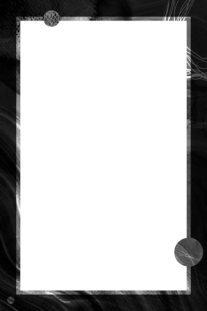 Marco rectangular Png diseño de mármol acuarela negra fondo transparente