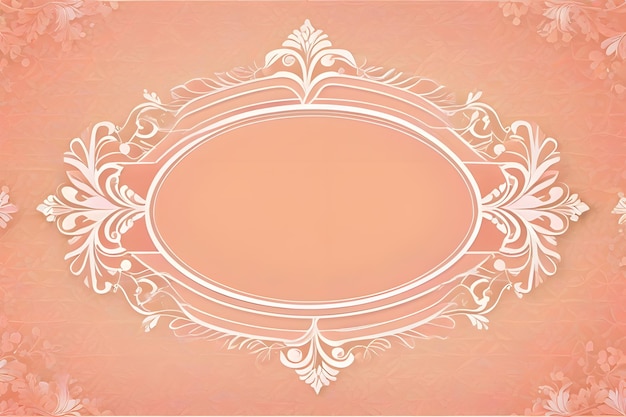 Foto marco redondo hecho de rosas rosas y beige flores hojas verdes y ramas en un melocotón claro