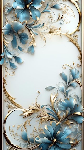 marco en relieve dorado y azul fondo vintage