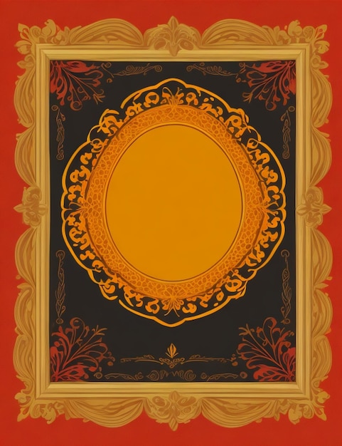 Un marco rojo ornamentado con un borde dorado