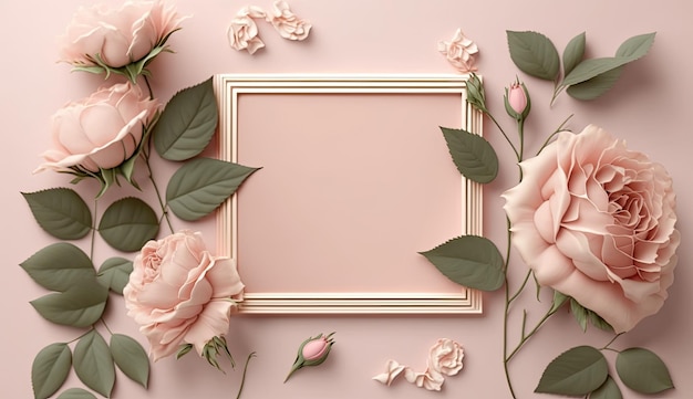 Un marco rosa con flores.