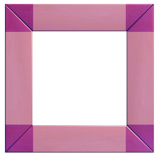 Marco rosado cuadrado en blanco en un fondo aislado