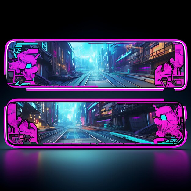 Foto un marco de skatepark cyberpunk rampas de skate futuristas y concepto de superposición de camisetas hologra 2d clipart