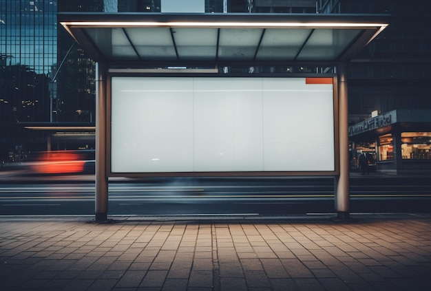 marco de tablero vacío en la parada de autobús